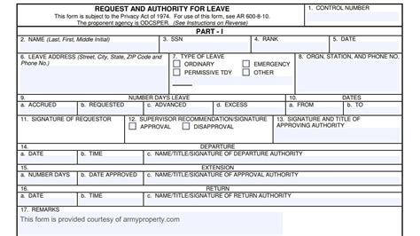 Army Fillable Leave Form Printable Forms Free Online