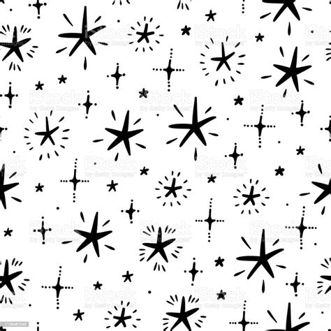 Stars Seamless Pattern Starry Space Sky Vector Festive Wallpaper Vector