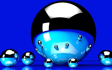 Abstract Ball 3d Blue Cgi Digital Art Reflection Sphere Hd