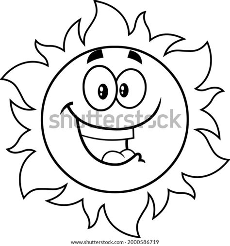 Outlined Happy Sun Cartoon Character Vector Stock Vector Royalty Free