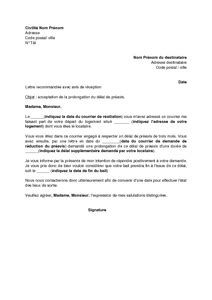 Exemple gratuit de Lettre acceptation prolongation délai ...
