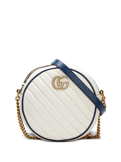 Pre Owned Gucci Gg Marmont Crossbody Bag In White Modesens