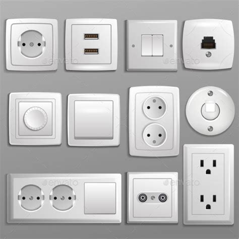 Socket And Switch Vector Different Types Of Power Sockets And Switchers