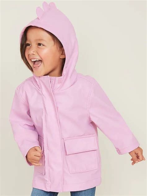 Hooded Dinosaur Critter Rain Jacket For Toddler Girls Old Navy Rain