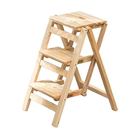 Wooden Step Stoolnatural Solid Wood 3 Steps Ladder Stools Folding