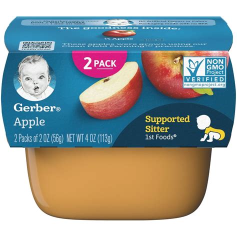 2 Pack Gerber Stage 1 Apple Baby Food 1 Tub