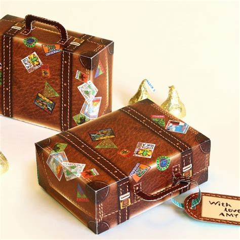 Printable Diy Travel Suitcase Paper T Box Favor Box Etsy