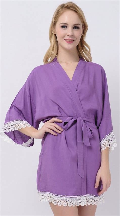 Purple Cotton Bride Robes Lace Robe Bridesmaid Ts Cheap Maid Of