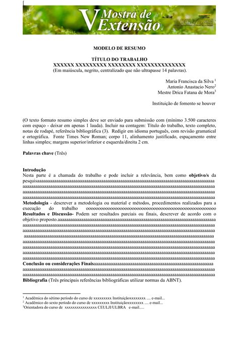 Exemplos De Resumos Academicos