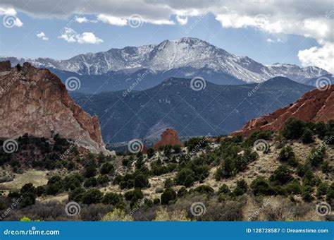 Snow Capped Pike S Peak In Colorado Stock Image Image Of Colorado