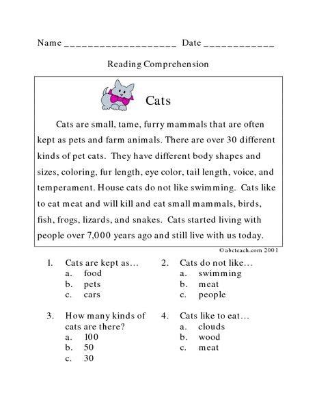 3rd Grade Reading Comprehension Worksheet Multiple Choice