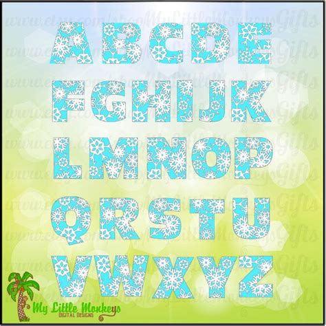 Snowflake Alphabet Letters Digital File Full Color Svg And Jpeg Instant