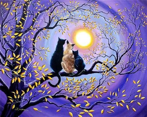 Cats In Tree Round In 2021 Cat Painting Cat Art Painting