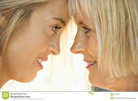 Mom And Daughter Looking At Each Other Stock Image Image Of Aged