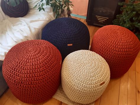 Living Room Pouf Ottoman Custom Crochet Footstool Ottoman | Etsy