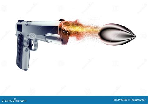 Bullet Fired From A Gun Isolated On Black Stock Image Image Of Weapon