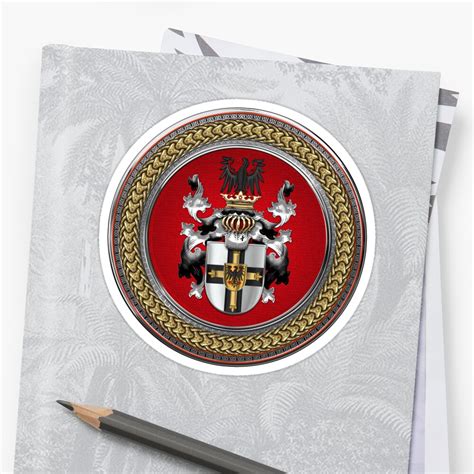 teutonic order coat of arms special edition over black leather sticker by captain7 redbubble