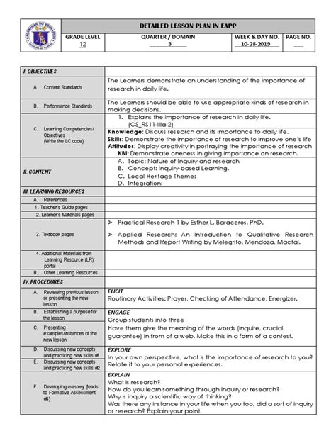 Lp 7es Format Pdf Inquiry Based Learning Lesson Plan