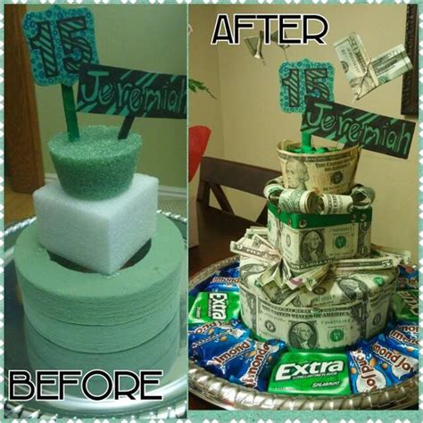 Bake her an oversized chocolate chip cookie and use icing to write her a special 15th birthday message on top. Money gift. Teenager gift ideas. Made this for my nephews ...