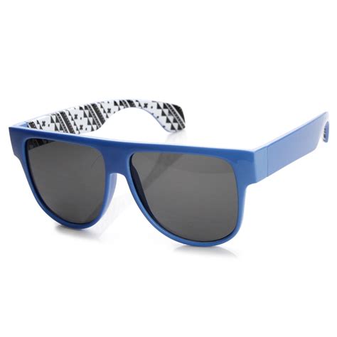 Retro Flat Top Swag Printed Aviator Sunglasses Zerouv