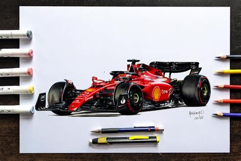 Charles Leclerc In The Ferrari F75 Drawn By Anthony C 2022 Formula1