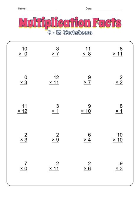 Multiplication Facts 1 12 Worksheet