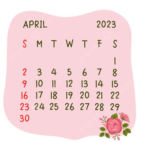 Calendar Of April 2023 With Flower Decoration Calendar April 2023