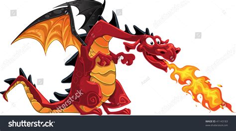 Vector Fabulous Magical Red Fire Spitting Dragon 41143183 Shutterstock