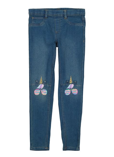 Girls Unicorn Embroidered Skinny Jeans