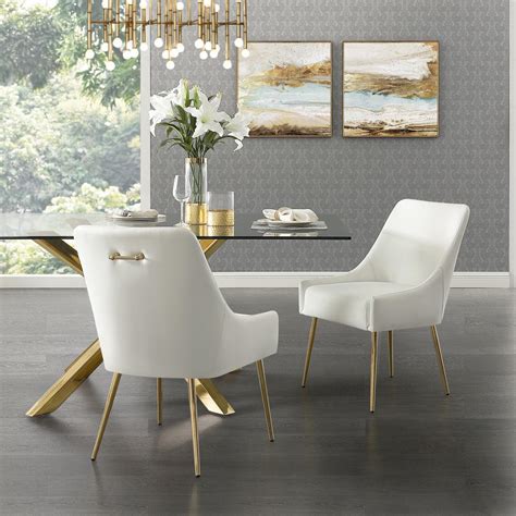 Photo chair with white top and wooden legs can be used for personal and commercial purposes according to the conditions of. Inspired Home Capelli White/Gold PU Leather Metal Leg ...