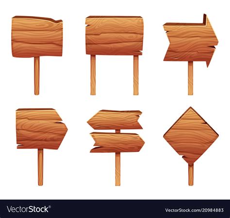 Wooden Direction Signs Isolate On White Background