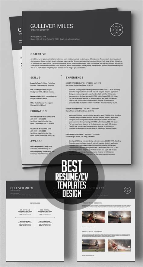 50 Best Resume Templates For 2018 Design Graphic Design Junction