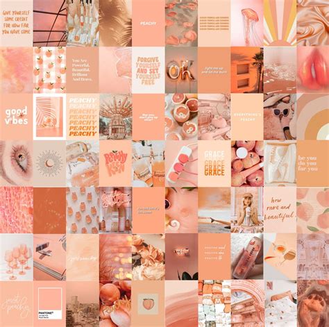 Peach Aesthetic Wall Collage Kit Peach Aesthetic Room Decor Etsy Canada