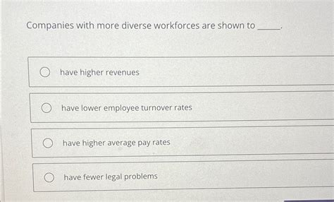 Solved Companies with more diverse workforces are shown | Chegg.com
