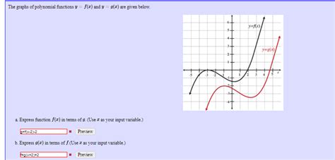 Solved The Graphs Of Polynomial Functions F And Y Gx Are