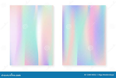 Holographic Cover Set With Hologram Gradient Background Stock Vector