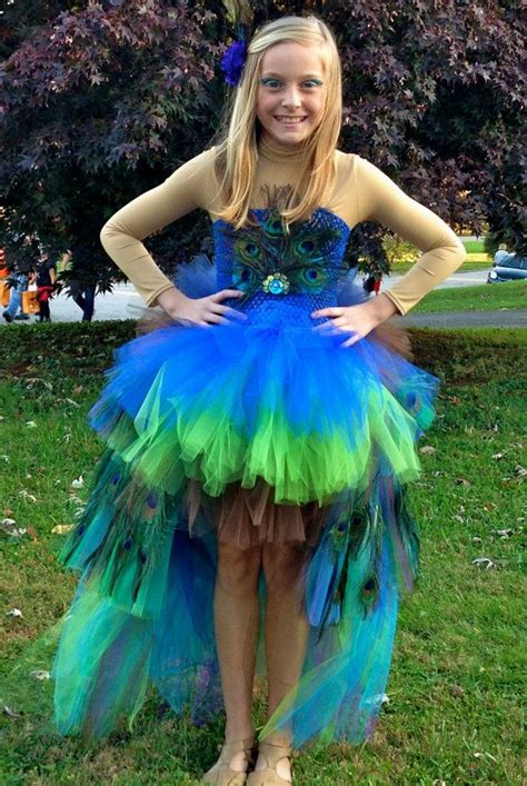 Peacock Tutu Costume Pageant Party Portrait Dress With Real Peacock