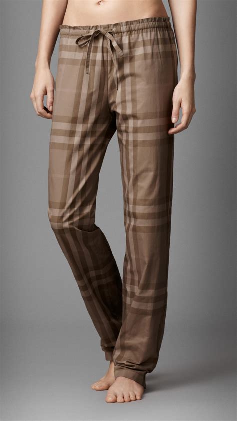 Burberry Check Cotton Pajama Trousers In Brown Lyst
