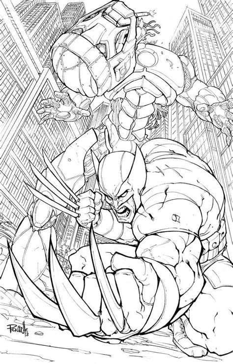 Coloring is a fun way to develop your creativity, your concentration and motor skills while forgetting daily stress. wolverine vs Sentinel by Fpeniche on DeviantArt in 2020 ...