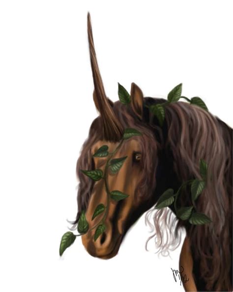 Art Print 8x10 Mystical Brown Unicorn In Ivy By Jenuoneart On Etsy