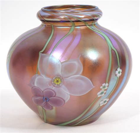 Lot Orient And Flume Floral Art Glass Vase