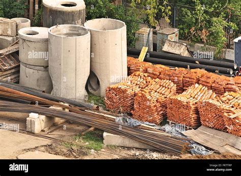 building materials in construction site Stock Photo - Alamy