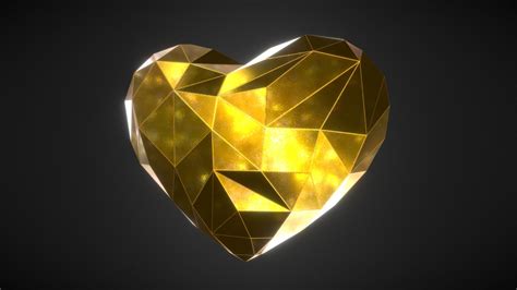 Golden Crystal Heart Buy Royalty Free D Model By Behnam Gbehnamg