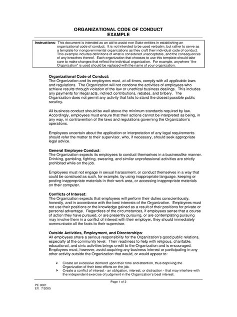 Code Of Conduct Example 5 Free Templates In Pdf Word Excel Download