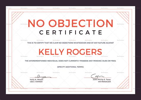 No Objection Certificate Design Template In Psd Word Publisher