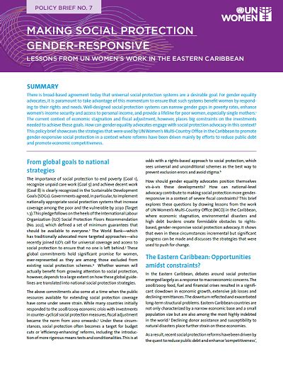 Making Social Protection Gender Responsive Lessons From Un Womens