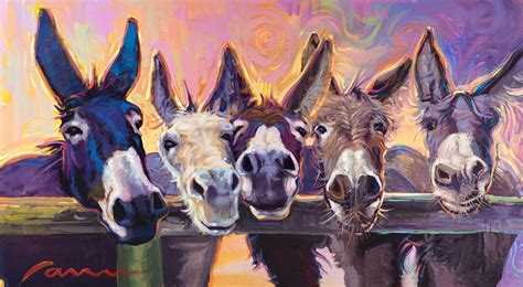 Cute 5 Donkeys Painting Arizona Donkey Art Wild Donkey Wall Art