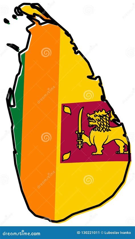 Simplified Map Of Sri Lanka Ceylon Outline Fill And Stroke Ar Vector