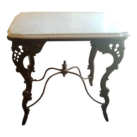 19th C Victorian Iron And Marble Top Stand Image 1 Of 5 Marble Top