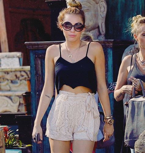 Crop Top And Draped Shorts Fashion Miley Cyrus Style Revealing Outfits